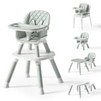 Portable Multifunctional Baby High Chair with Adjustable Height & Safety Harness