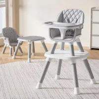 Portable Multifunctional Baby High Chair with Adjustable Height & Safety Harness