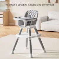 Portable Multifunctional Baby High Chair with Adjustable Height & Safety Harness