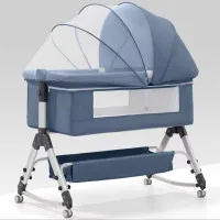 Portable Baby Bassinet Bed with Mosquito Net & Storage Basket