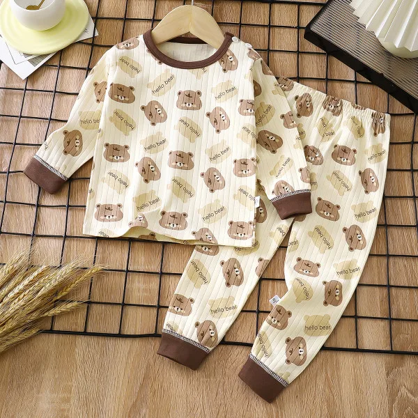 Children’s Pure Cotton Underwear & Pajamas Set — Printed Bear Head