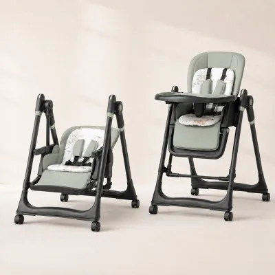 Adjustable Rocking Stainless Steel High Chair with Tray Dining Chair Solution for Babies and Toddlers for Feeding