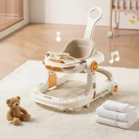 Anti-O-Legs Foldable Baby Walker with Music, Adjustable Height & Safety Wheels for Toddlers