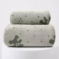 New Coral Velvet Floral Towel Set, Soft and Absorbent Printed Bath Towel, Home Daily Towel and Bath Towel Two-Piece Set (14*30 & 28*55 INCH)