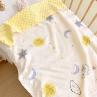 Newborn Cotton Gauze Baby Blanket – Soft Lightweight Summer Comfort Blanket (28 x 39 Inches) | Moon Girl Cartoon Swaddle