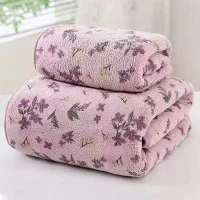 New Coral Velvet Floral Towel Set, Soft and Absorbent Printed Bath Towel, Home Daily Towel and Bath Towel Two-Piece Set (14*30 & 28*55 INCH)