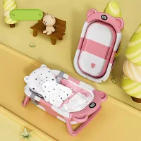 Multifunctional Folding Baby Bathtub with Holder & Thermometer | Upto 2 Year