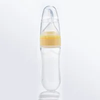 Full Body Silicone Rice Paste Bottle With Cork- Silicone Feeder Bottle with Squeezing Spoon