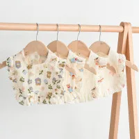 4 Pcs Korean Style Baby Feeding Bib | 0-1 Year | Random Print